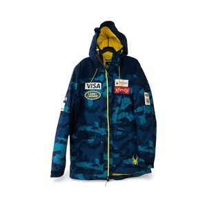 Spyder Men's Blue and Yellow Ski Jacket